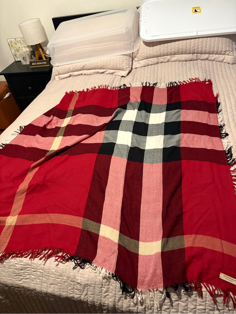 Burberry Red Plaid Fringe scarf
